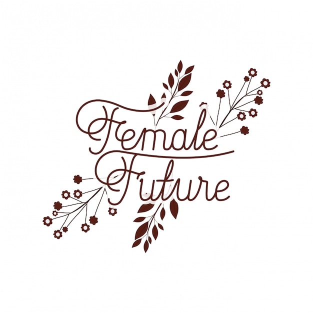 Rótulo futuro feminino com ícone isolado de flor