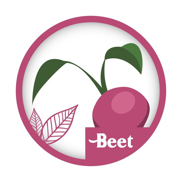 Vetor rótulo saudável fresco vegetal de beterraba