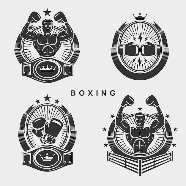 Rótulos de coleção de boxe e conjunto de ícones Vector de colecção de iconos de boxe