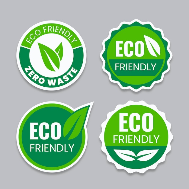 Rótulos ecológicos de design plano