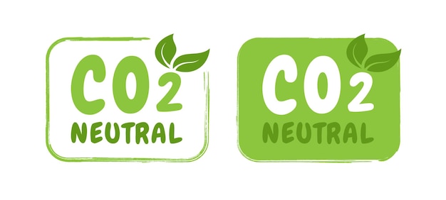 Rótulos neutros de co2 pegada de carbono zero emissões de carbono produção ecologicamente correta design gráfico vetorial