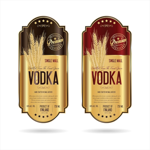 Rótulos para vodka com vetor de trigo ilustração stock