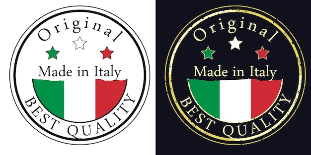 Rótulos redondos com bandeira original de melhor qualidade Ilustração em vetor da bandeira da Itália