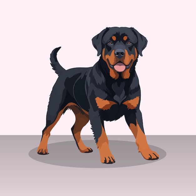 Rotweiller Dog Cartoon Vector Icon Ilustração Logotipo de Cão Animal