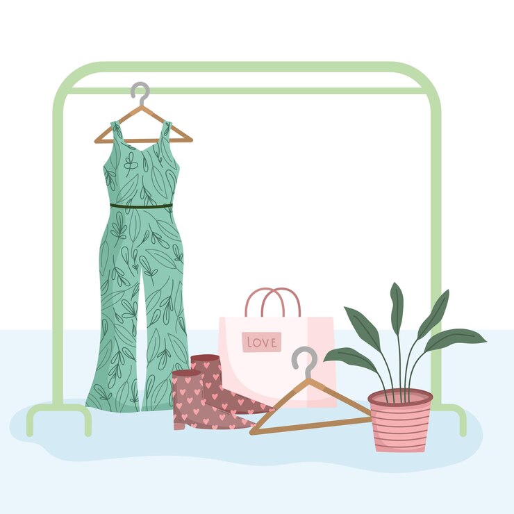 Vetor roupa de compras feminina
