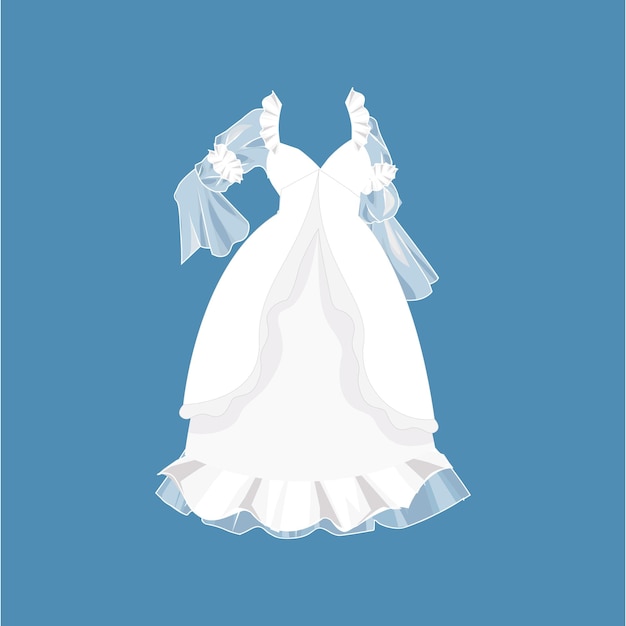Vetor roupa de vestido de noiva branco