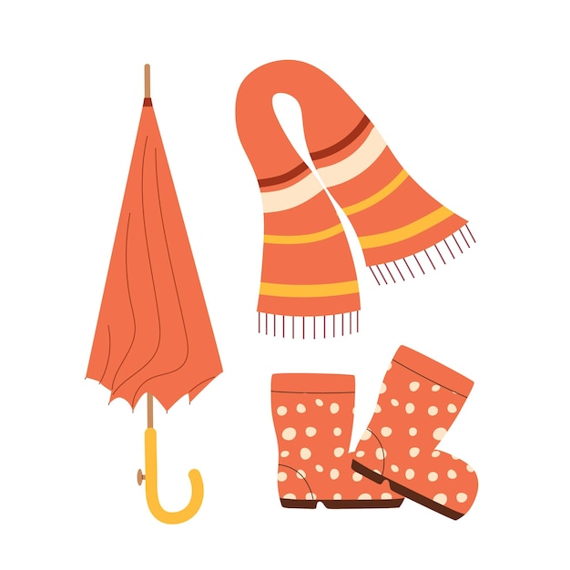 Roupa vermelha para o tempo chuvoso de outono Ilustração vetorial
