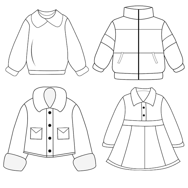 Roupas de suéter casual de crianças desenhadas à mão desenho vetorial