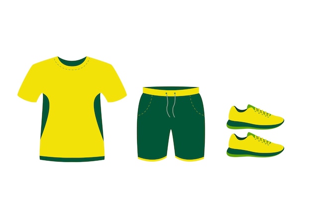 Vetor roupas de verão para correr. camiseta, shorts e tênis.