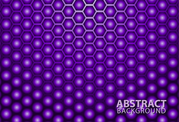 Roxo abstrato de padrão de hexágono de superfície futurista com raios de luz