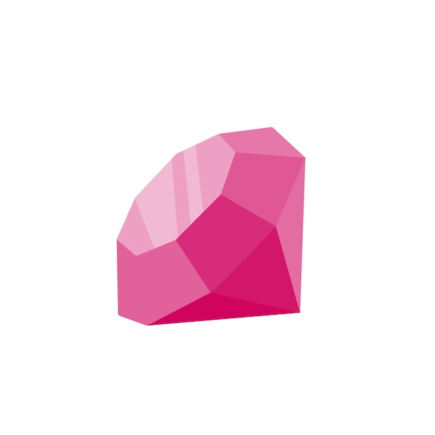 Vetor rubi vector plana em um fundo branco. pedra preciosa rosa. uma pedra para joias.