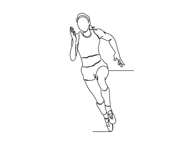 Desenho De Uma Linha De Um Atleta Que Corre Rápido. Desenho Contínuo De Uma  única Linha De Uma Mulher Em Movimento Rápido Nos Espo Ilustração do Vetor  - Ilustração de creativo, corrida