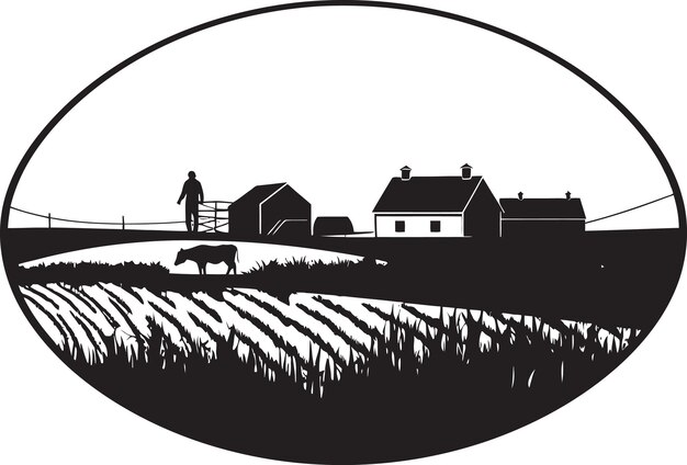 Vetor rural radiance agricultural farmhouse vector icon farmstead essence logotipo de vetor preto para agricultu