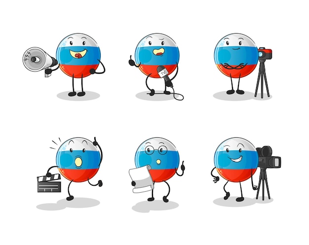 Vetor rússia bandeira personagem do grupo de entretenimento. vetor mascote dos desenhos animados