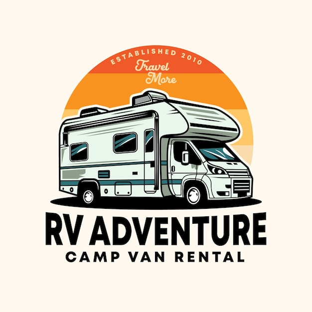 Vetor rv campista van aventura design colorido