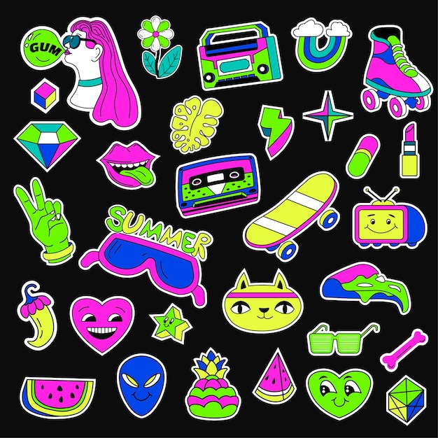 S adesivos e sinais retro pack de emoticons