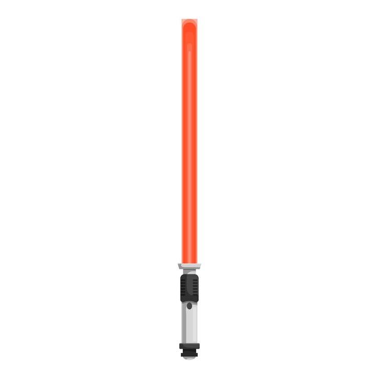 Vetor sabre de luz vermelho brilhando com poder em fundo branco