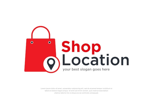 Saco de compras com vetor de modelo de design de logotipo de ícone de pino
