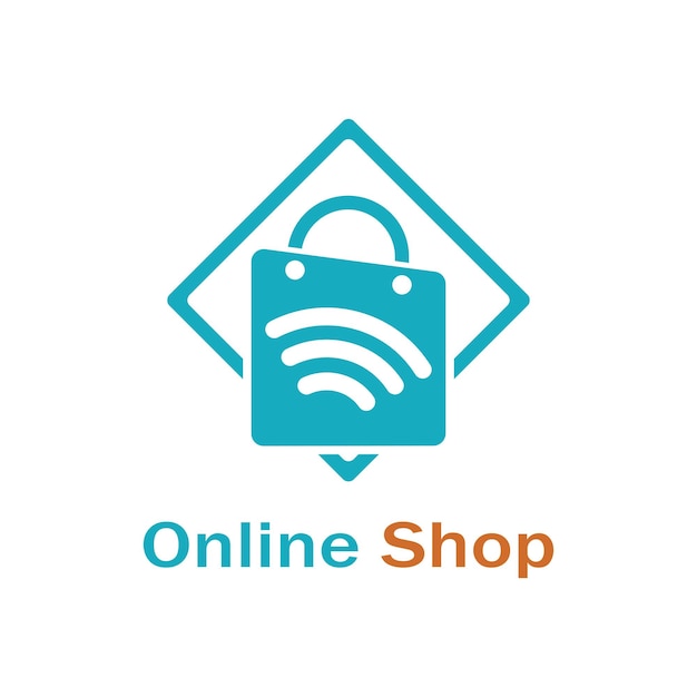 Vetor saco de compras de logotipo de comércio eletrônico e design de logotipo de loja online com conceito moderno