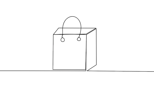 Vetor saco de compras em estilo de desenho de arte de linha contínua