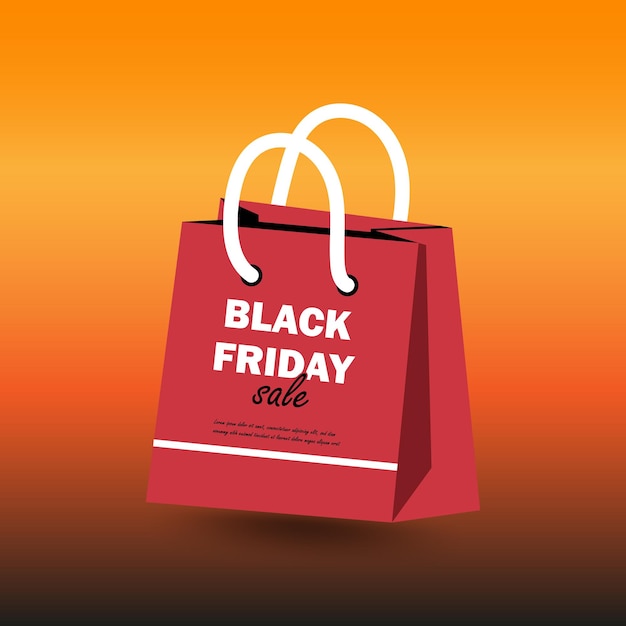 saco de compras vermelho design de promoção de vendas de férias de sexta-feira preta