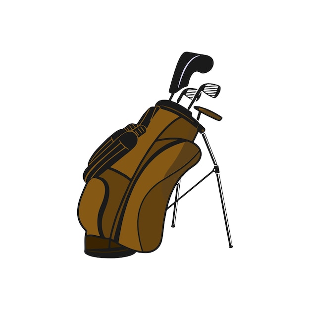 Vetor saco de golfe cheio de tacos de golfe, equipamento esportivo, ilustração vetorial