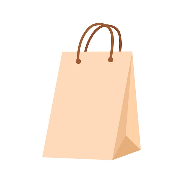 Saco de papel artesanal em estilo vetorial plano Compras de ilustrações vetoriais desenhadas à mão