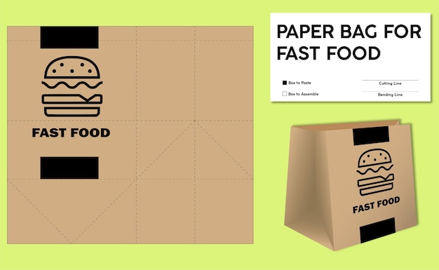 Vetor saco de papel para fast food