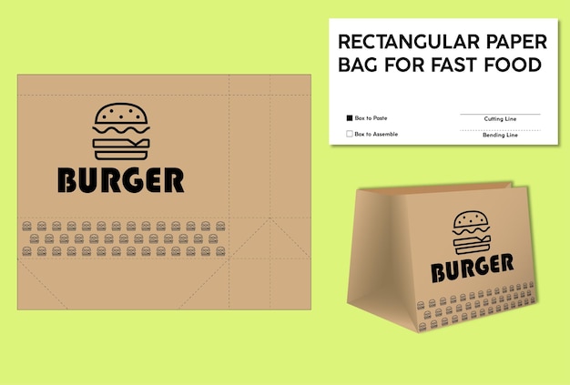 Vetor saco de papel retangular para fast food