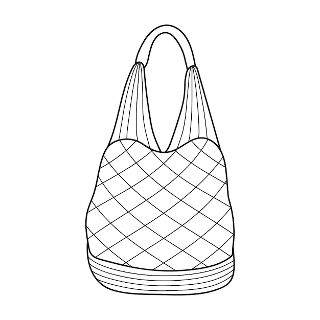 Vetor saco de rede de compras ecológicas em estilo doodle linha ícone desenhado à mão ecologia de resíduos zero sem conceito de plástico