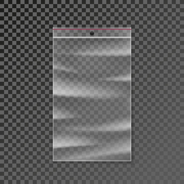 Vetor saco plástico com zíper transparente.