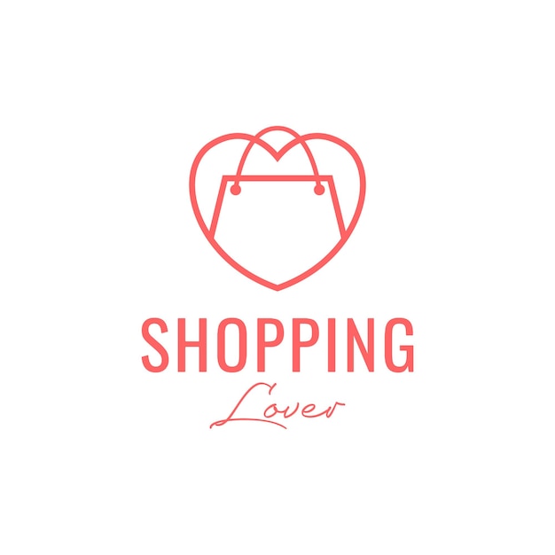 Vetor sacola de compras amor venda mercado loja loja ícone de design de logotipo minimalista ilustração em vetor