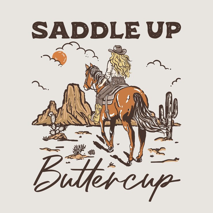 Vetor saddle up buttercup cena do deserto ocidental