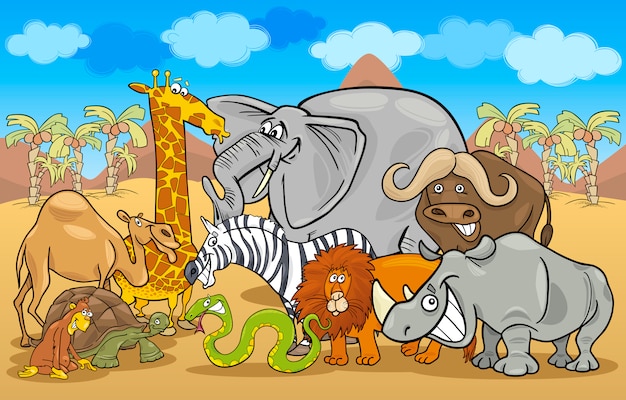 Safari africano ilustração de desenhos animados de animais selvagens