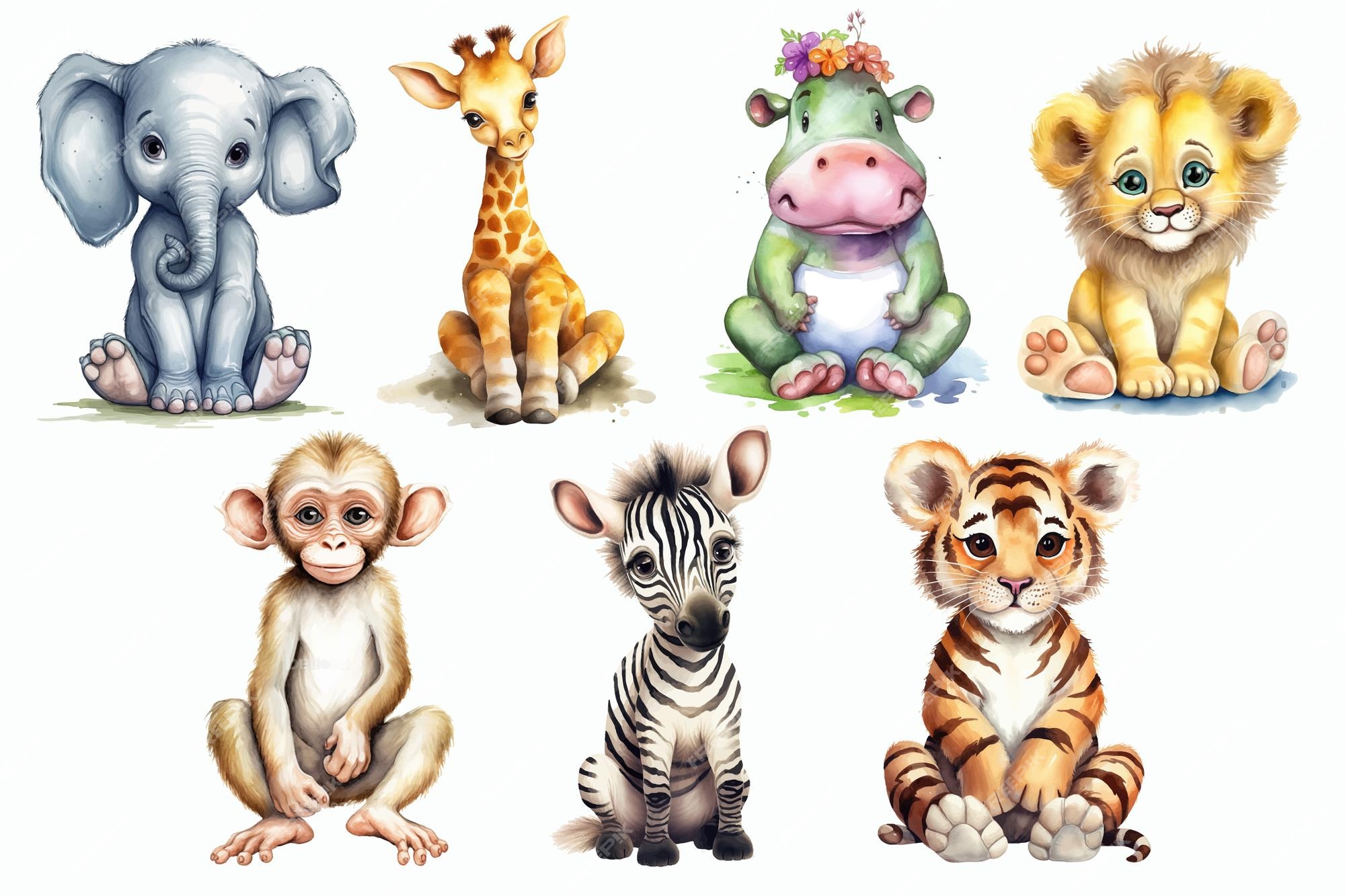 Conjunto De Números Coloridos De 1 A 9 E Animais Diferentes. Leão Dos  Desenhos Animados, Zebra, Girafa, Hipopótamo, Crocodilo, Elefante, Macaco,  Tucano E Guaxinim Design Vetorial Plano Para O Livro De Educação