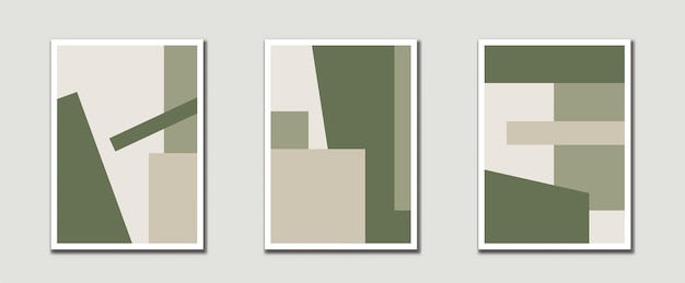 Sage Green Mid Century Impressões de Arte Moderna com Forma Natural Orgânica