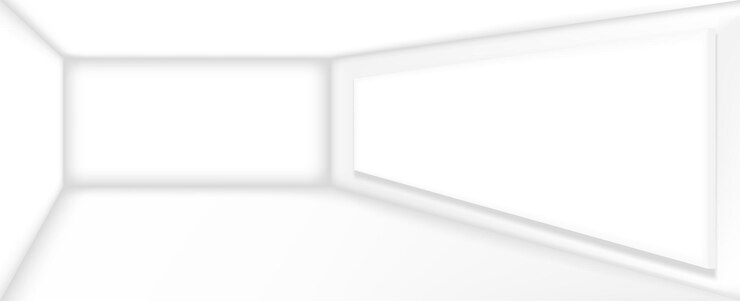 Vetor sala branca vazia com moldura de galeria vazia na ilustração vetorial de parede modelo de interior 3d abstrato para fundo