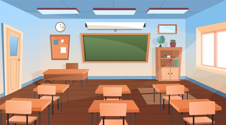 Sala de aula moderna vazia e ele Interior