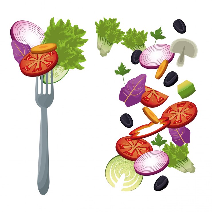Vetor salada de legumes menu vegetariano