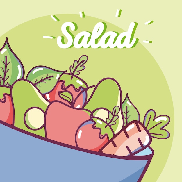 Vetor salada deliciosa e saudável