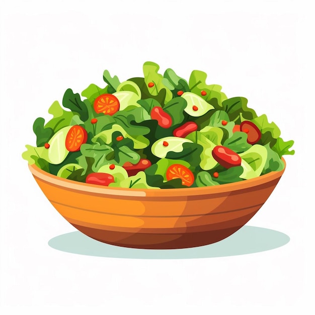 Vetor salada dieta comida fresca ilustração vetor orgânico saudável vegetal nutrição vegetariana