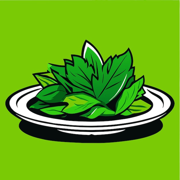 Vetor salada verde fresca em uma ilustração vetorial de prato