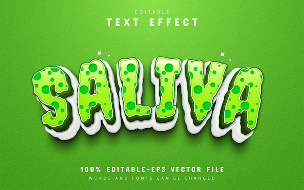 Vetor saliva verde efeito de texto 3d editável