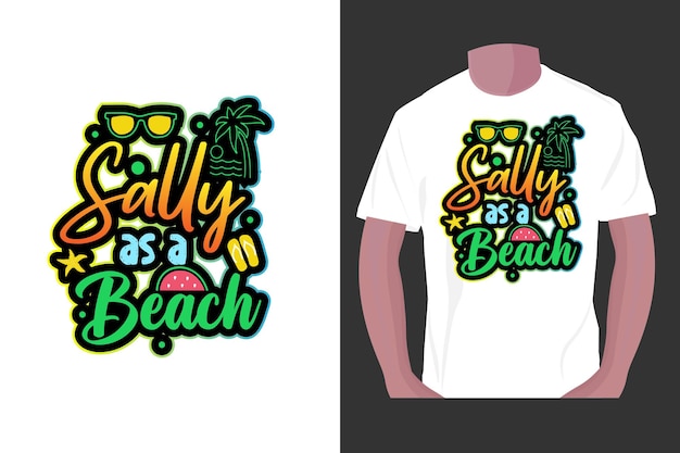 Vetor sally como uma praia design de camiseta de ilustração de tipografia de verão e férias