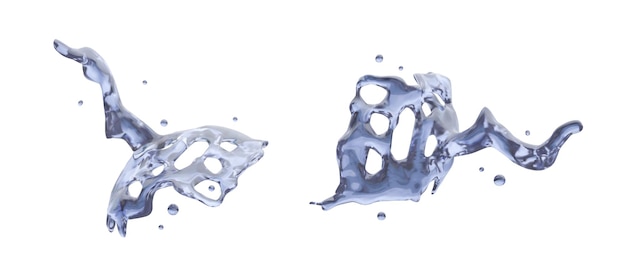 Vetor salpicos de água realistas correntes de líquido transparente objetos vetoriais de forma fantasiosa