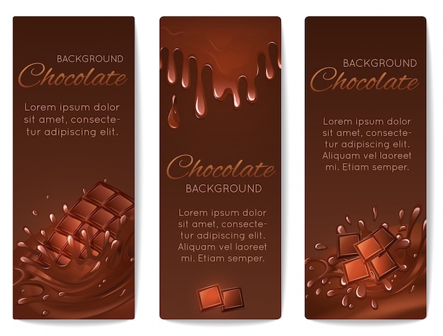 Vetor salpicos de chocolate banners