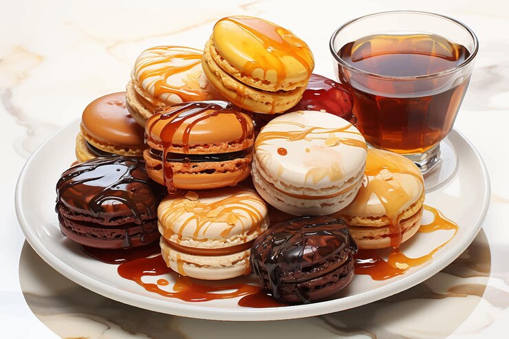 Vetor salpicos de chocolate com embalagens de biscoitos de chocolate simulados no meio isolado em branco