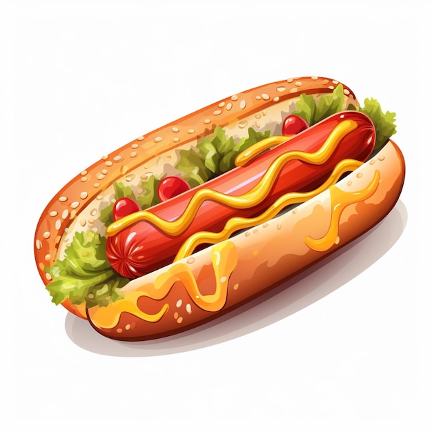 Vetor salsicha cachorro-quente vetor comida ilustração pão sanduíche design quente carne rápida cachorro americano