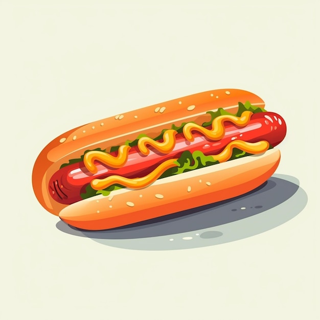 Vetor salsicha vetor cachorro-quente pão comida ilustração mostarda quente americano pão rápido design carne