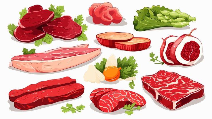 Vetor salsichas frescas carne e frango salame banner do vetor